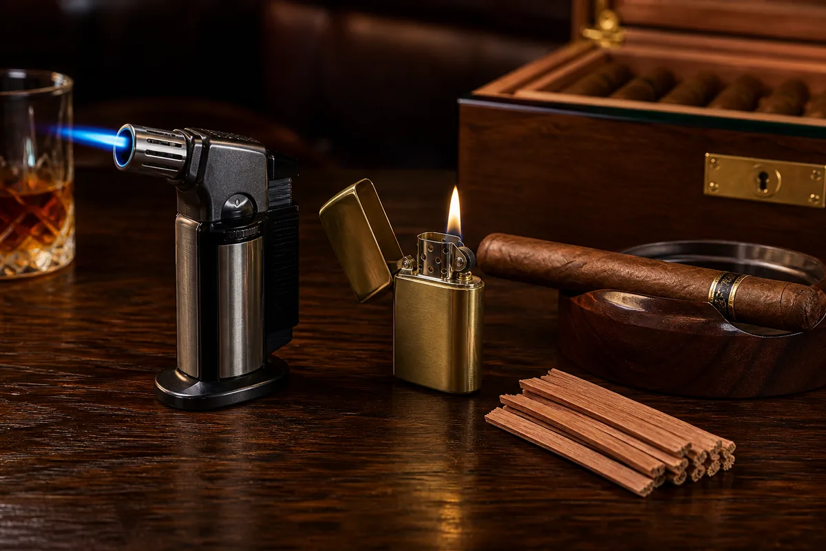 Cigar Lighter Types: Torch vs Soft Flame vs Cedar Matches